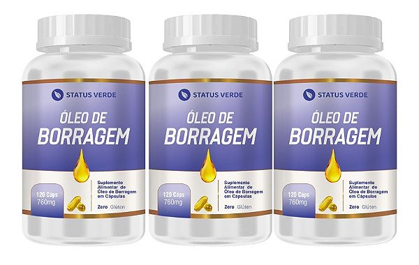 Kit 3 Óleo de Borragem 360 Cápsulas 760 mg  Status verde
