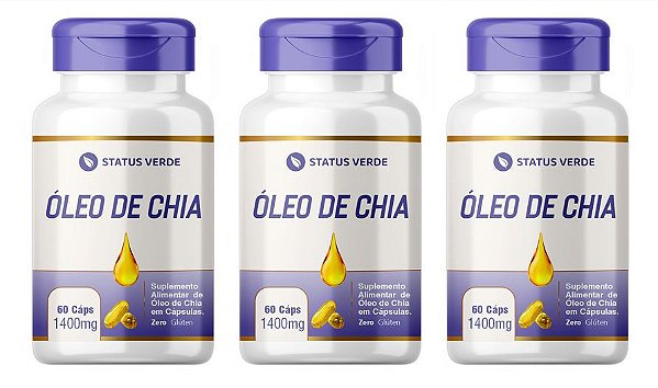 Kit 3 Óleo de Chia 180 Cápsulas 1400mg Status Verde