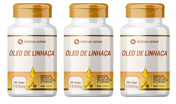 Kit 3 Óleo de Linhaça 180 Cápsulas1400 mg Status Verde