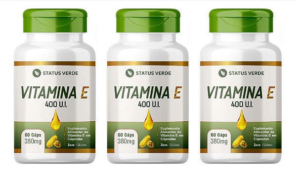 Kit 3 Vitamina E 400 U.I 160 Cápsulas 380 mg  Status Verde