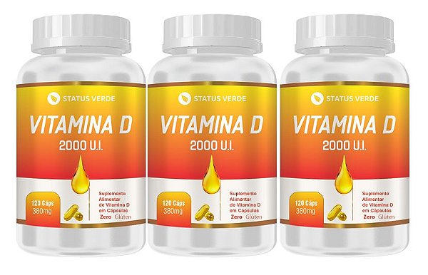 Kit 3 Vitamina D 2.000 U.I 360 Cápsulas 380 mg  Status Verde