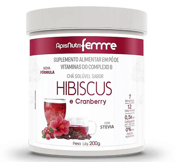 CHá SOLúVEL (200G) - SABOR: HIBISCO C/ CRAMBERRY