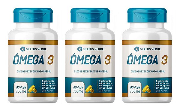 Kit 3 Ômega 3 - 180 Cápsulas 760mg Status Verde