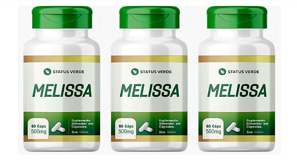 Kit 3 Melissa 180 Cápsulas 500mg Status Verde