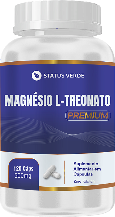 Magnésio L-Treonato Premium 120 cápsulas 500mg - Status Verde