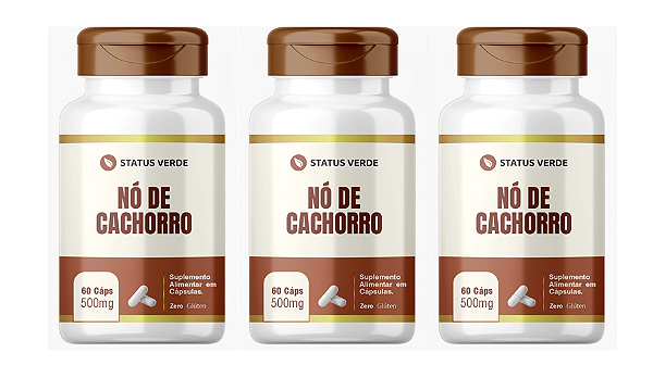 Kit 3 Nó de Cachorro 180 Cápsulas  500mg Status Verde