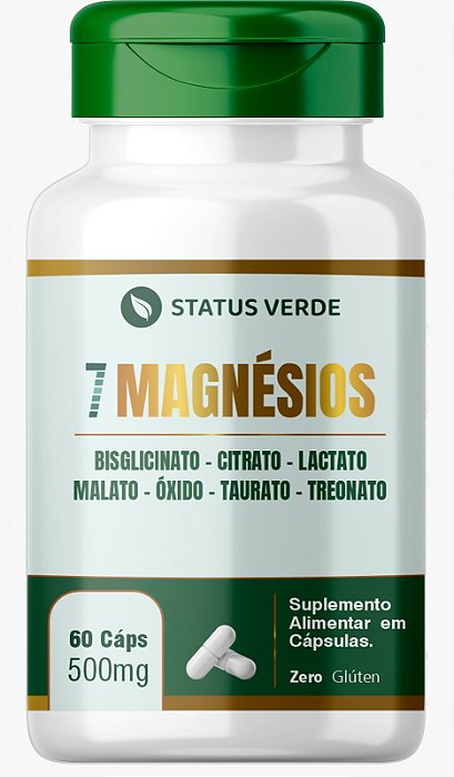 Kit 12 - 7 Magnésios 60 Cápsulas 500mg Status Verde