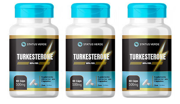 Kit 3 Turkesterone 180 Cápsulas 500 mg Status Verde