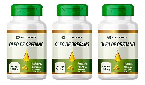 Kit 3 Óleo de Orégano 180  Cápsulas 1400mg Status Verde