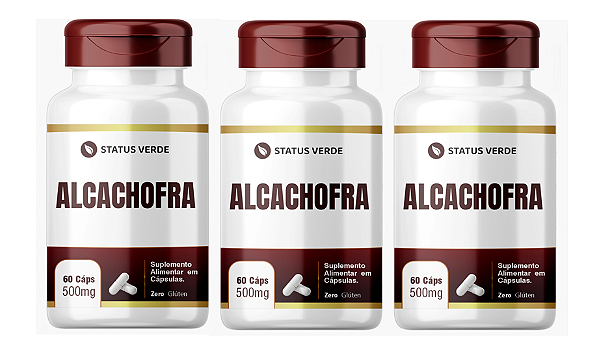 Kit 3 Alcachofra 180 Cápsulas 500 mg Status Verde