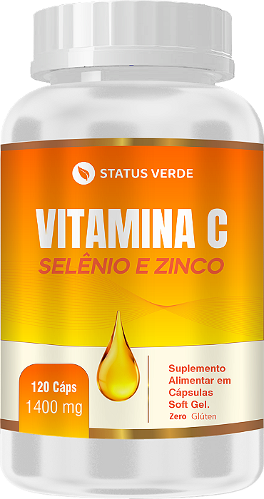 Kit 12 Vitamina C Selênio e Zinco 120 x 12  Cápsulas 1400 mg Status Verde