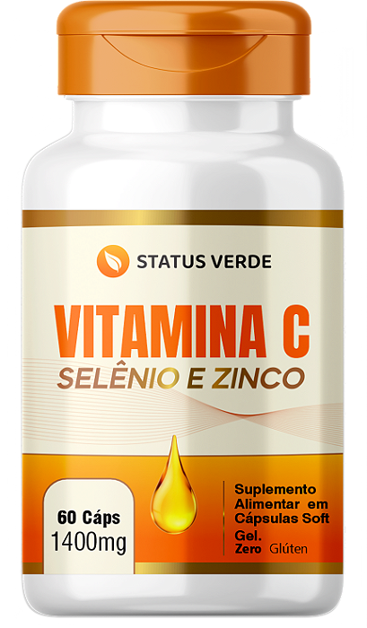Kit 12 Vitamina C Selênio e Zinco 60 Cápsulas 1400 mg Status Verde