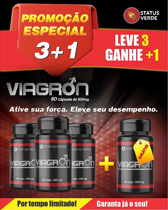 PROMOÇÃO - Kit 3 Viagron 500mg 180 Cápsulas - Status Verde 1 GRÁTIS