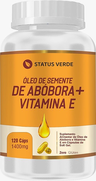 Kit 12 Óleo de Semente de Abóbora + Vitamina E 120 Cápsulas 1400mg Status Verde