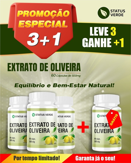 PROMOÇÃO - Extrato de Oliveira 180 Cápsulas 500mg - Status Verde 1 GRÁTIS