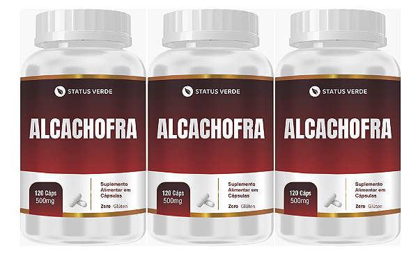 Kit 3 Alcachofra  360 Cápsulas 500 mg  Status Verde