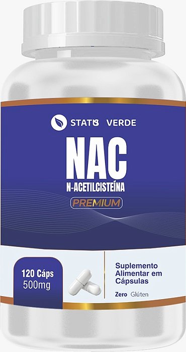 NAC N-Acetilcisteína 500mg - 120 Cápsulas Status Verde