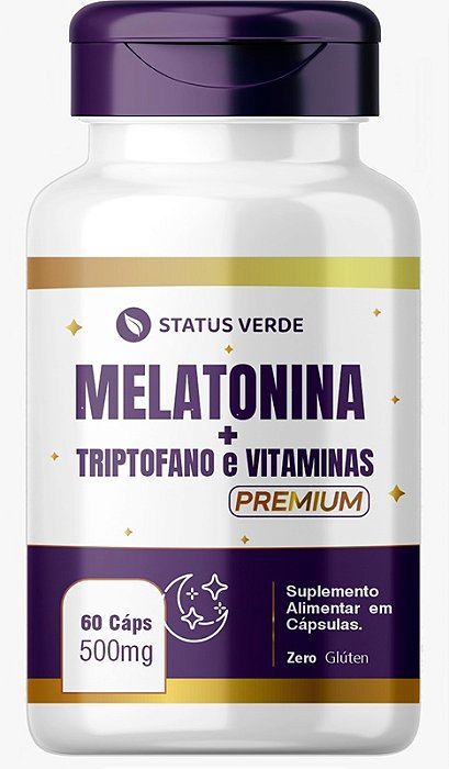Melatonina + Triptofano e Vitaminas 60 Cápsulas 500mg Status Verde