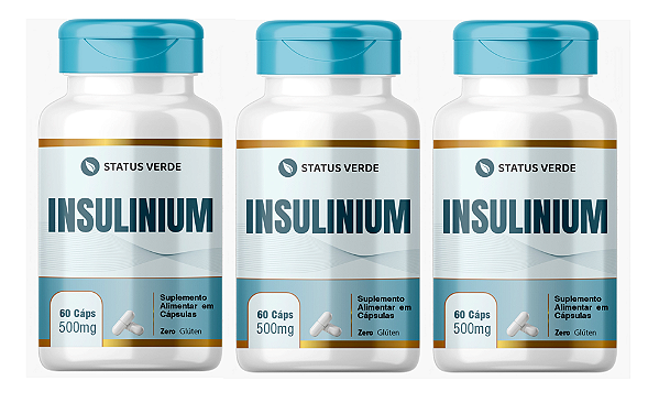 Kit 3 Insulinium 180 Cápsulas 500mg Status Verde