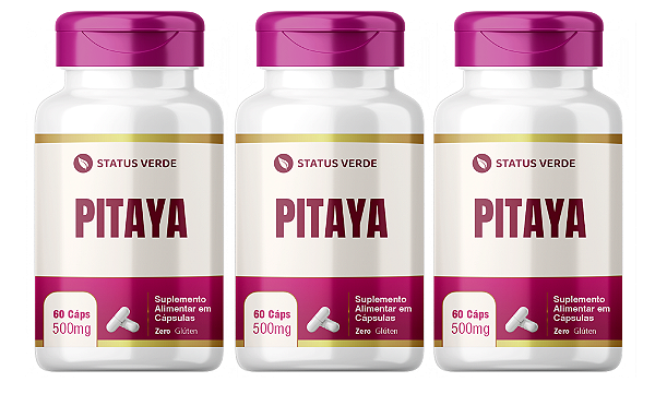 Kit 3 Pitaya 180 Cápsulas 500mg Status Verde