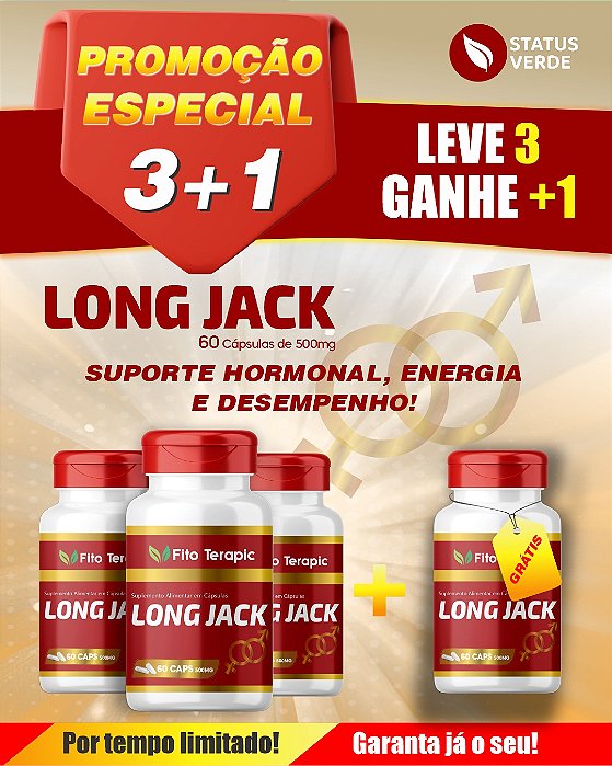 PROMOÇÃO - KIT 3 Long Jack 180 Cápsulas | Fitoterapic - 1 GRÁTIS