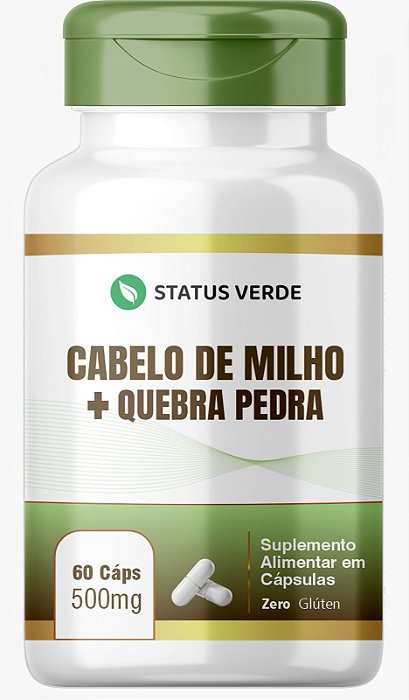 Cabelo de Milho + Quebra-Pedra 500mg - 60 Cápsulas | Status Verde