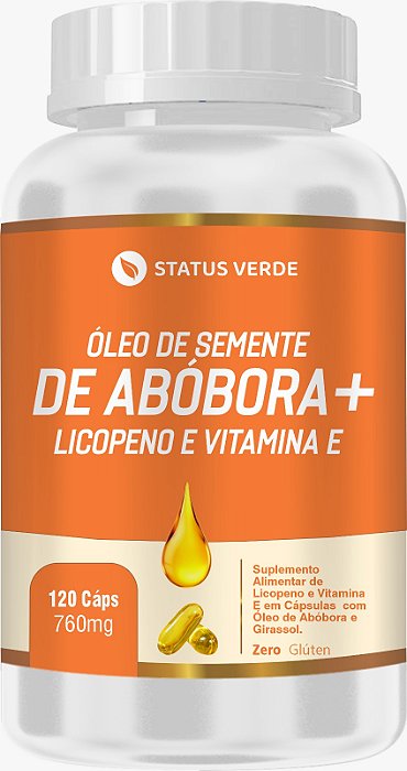 Oléo de Semente de Abobora + Licopeno e Vitamina E 760mg 120 Cápsulas Status Verde