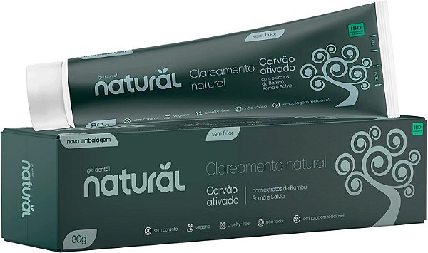 Creme Dental Natural Suavetex Com Carvão Ativado, Extratos De Bambu, Romã E Sálvia 80g