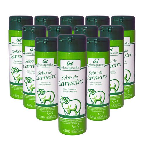 Kit 12 Gel Massageador Sebo Carneiro 220g San Jully
