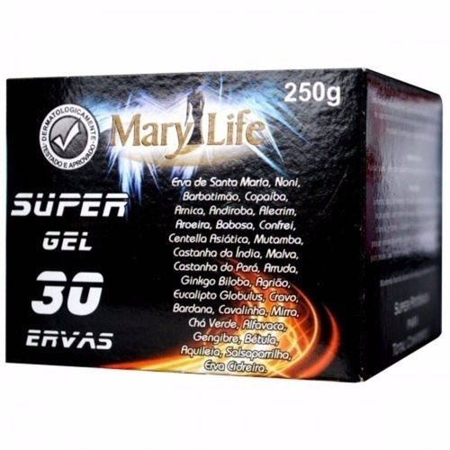 Super Gel 30 Ervas 250g com efeito gelo quente Mary Life *Caixa com 12 unidades*