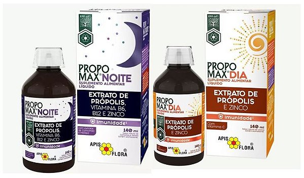 Propomax Dia - Propomax Noite Extrato de Própolis e Zinco Apis Flora 140ml