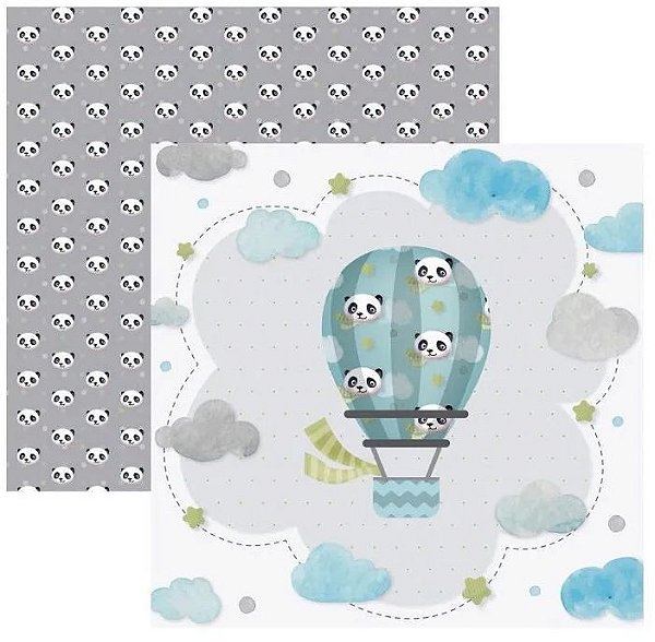 Scrap Dupla Face Baby Panda Viajante - 21825