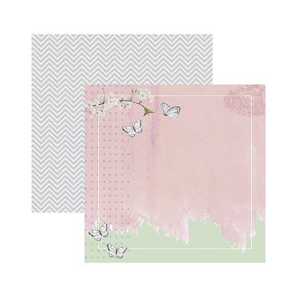 Scrap Dupla Face Uma Tarde Verde e Rosa Pátina - 21832