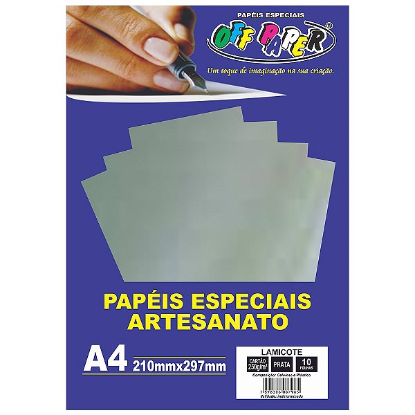 Papel Lamicote Prata 250g - 10 Folhas