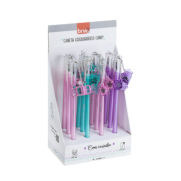 Caneta esferográfica divert gel 0.7mm c/ carimbo - Candy