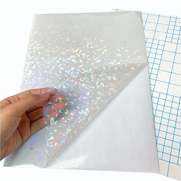 Papel Adesivo Holográfico Vinil Caquinho A4 - BOPP A FRIO