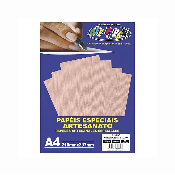 Papel Textura Linho - Salmão - A4 180g 50 folhas - Off Paper