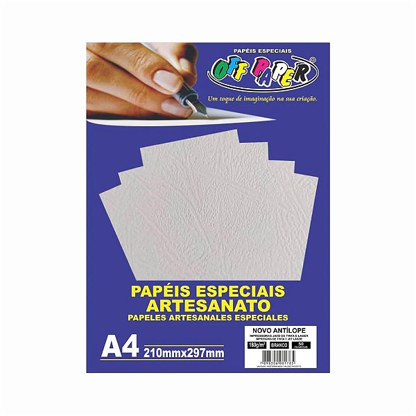 Papel Textura Novo Antilope - Branco - A4 180g 50 folhas - Off Paper