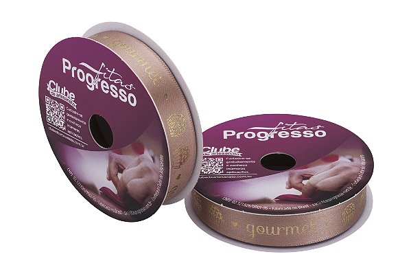 FITA DE CETIM DECORATIVA BRIGADEIRO GOURMET COM 15 mm DE LARGURA EM ROLO 10 METROS