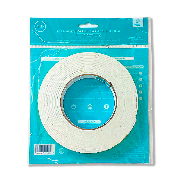 FITA ADESIVA DUPLA FACE DE ESPUMA - 18mm x 5,5M (1 UN) - RPTCO