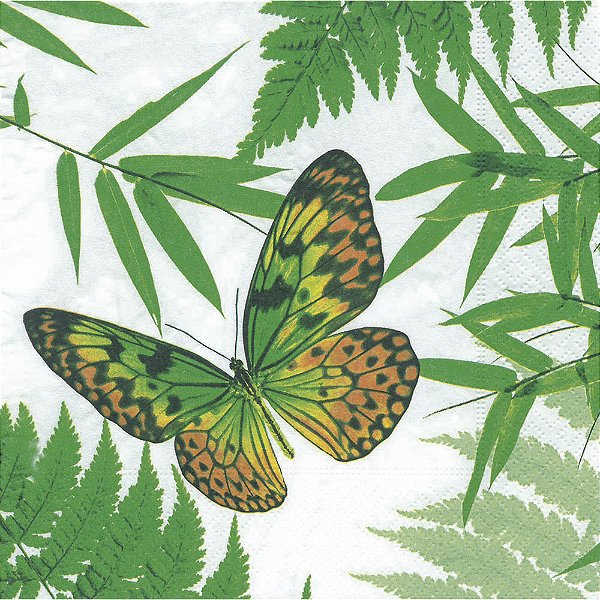Guardanapo de Papel - Borboletas e Plantas - Home Fashion