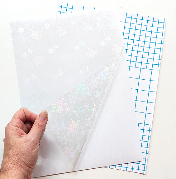 Papel Adesivo Holográfico Vinil Flocos de Neve A4 - BOPP A FRIO