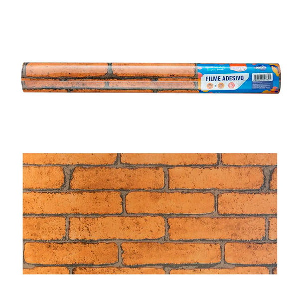 Filme Plástico Vinil Adesivo Tijolo 45cm x 10m 80 mic - BRW