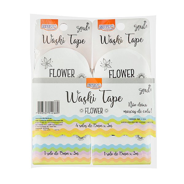 Fita Adesiva Washi Tape Flower 15mm x 3m- BRW