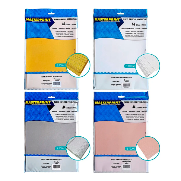 Papel Especial Perolizado 20 Folhas A4 180g - Masterprint