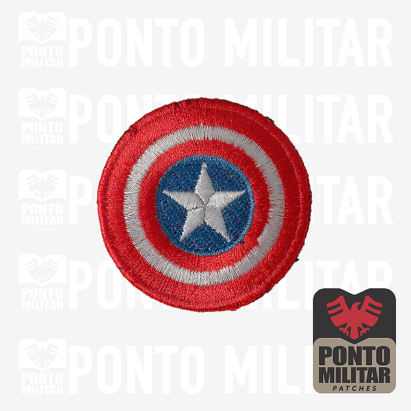 Escudo Capitão America Patch Bordado Redondo 5cm - Ponto Militar