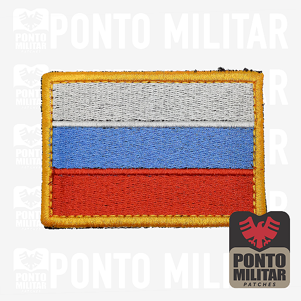 Bandeira da Rússia C/Velcro Patch Bordado 8x5.5cm - Ponto Militar