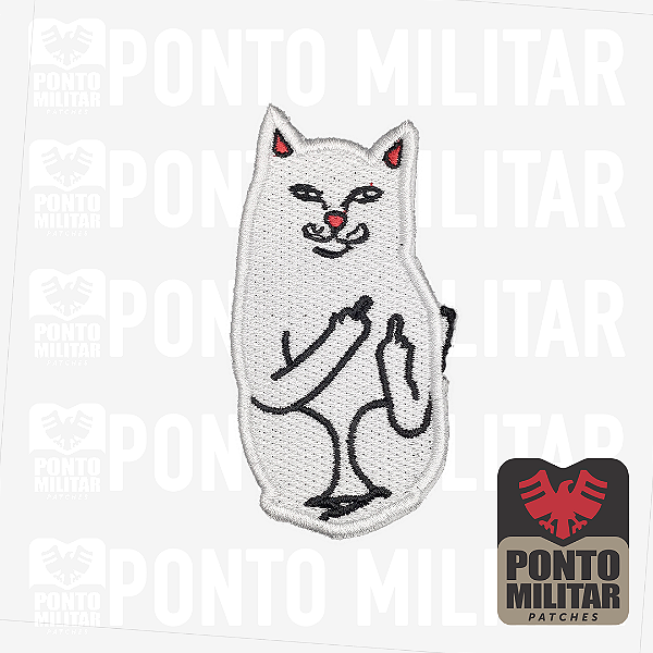 Gato Maldoso Patch Divertido Bordado - Ponto militar