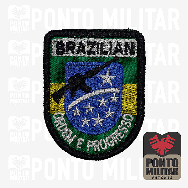Escudo Brazilian Army Ordem e progresso Patch Bordado - Ponto Militar