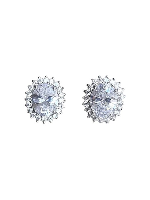 Brinco Oval Prata925 Cravejado